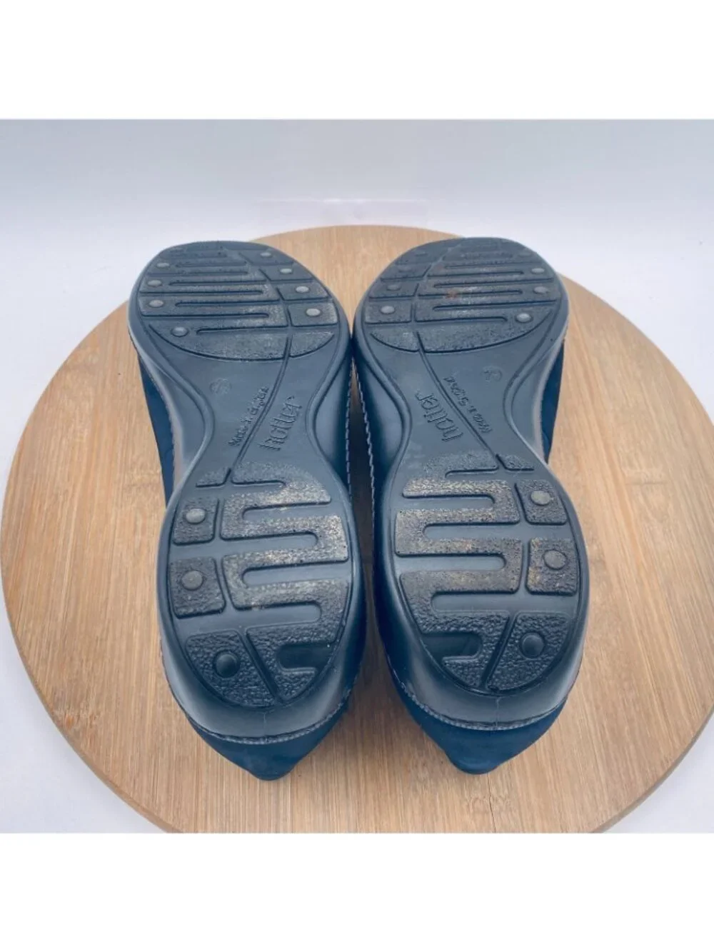 Hotter Shoes Womens 9.5 Blue Leather Slip On Comfort Perforated Flats Flower